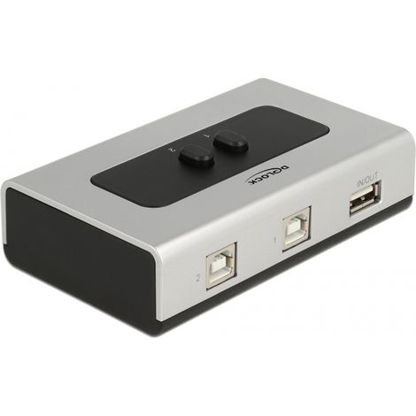 Delock Conmutador USB 2.0 con 2 x Tipo-B hembra a 1 x Tipo-A hembra manual bidireccional