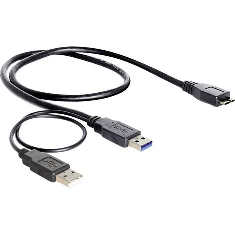 USB 3.2 Gen 1 Y-Kabel, 2x USB-A Stecker Micro-USB 3 Stecker Verwendung: Embout eines Smartphones an einen PC (1/3)