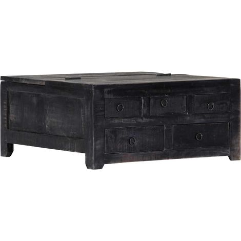 Table Basse-Table Salon Noir 65x65x30 cm Bois de manguier massif 985823 (1/5)