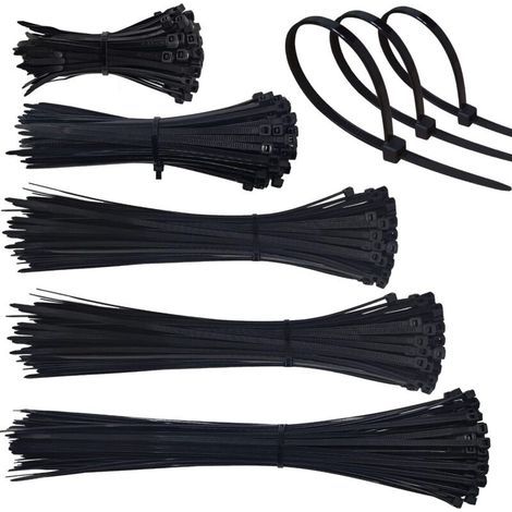 500 Pièces Collier de Serrage Plastique, Serre Cable Plastique 4mm Zip Ties 100/150/200/250/300mm, Colliers Serre Cable Collier Rilsan Nylon pour Cable Management (Noir) (1/5)