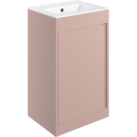Signature Helsinki Floor Standing 1-Door Vanity Unit with Basin 510mm Wide - Matt Antique Rose (1/4)