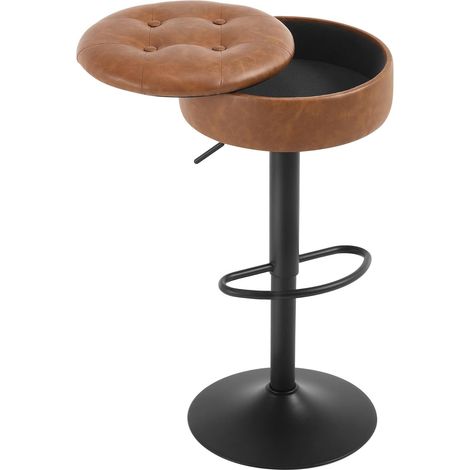 Tabouret Bar WOLTU, Tabouret Pivotant à 360°, Similicuir + Métal, Marron (1/5)