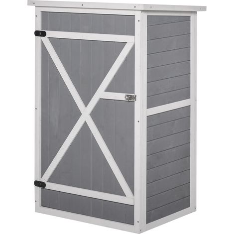 Armoire de jardin 75x56x115, abri de jardin, avec 2 étagères intérieures, design sous pente, abri de jardin pour outils - Gris (1/5)