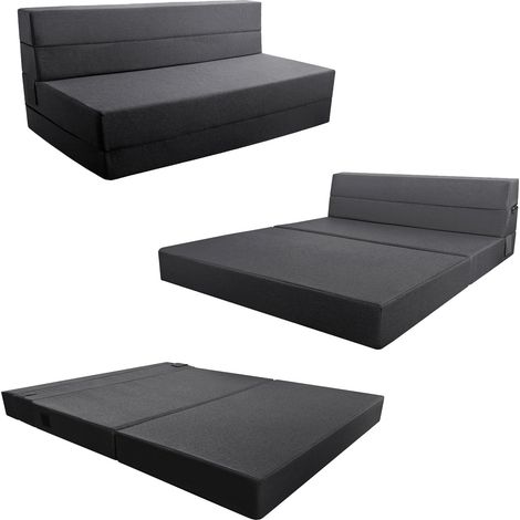 LANKOU 3-in-1 Foldable Sofa Bed,Double Size Floor Couch Sleeper Chair,Convertible Sleeper Couch Mattress,Boneless Folding,Space-Saving Sofa for Small Living Room Bedroom Studio(Black)