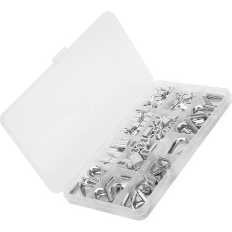 Assortiment d'accessoires pour manchons de sertissage en acier inoxydable et cosses à sertir pour câbles métalliques (1/5)