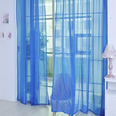 Rideau Voile - 100 x 200 cm - Translucide - Pour Fenêtre ou Porte - 1 Pièce (1/4)