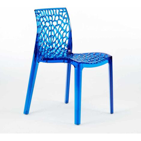 Sedia Impilabile in Policarbonato Trasparente per Bar e Ristoranti Gruvyer Grand Soleil - Colore: Blu