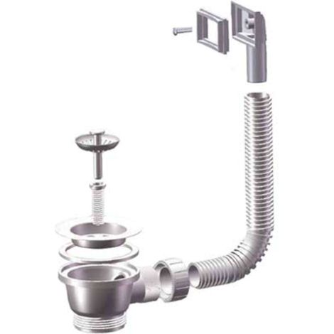 PILETTA MINIBASKET LAVELLO INOX + TROPPO PIENO - PP/INOX 1"1/2F + TAPPO GRIGLIA BASKET - 2 pezzi