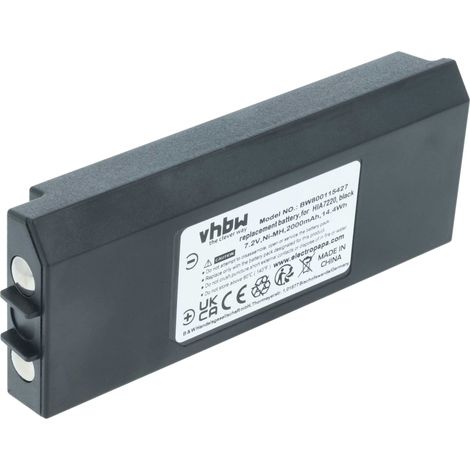 vhbw Batterie remplacement pour Hiab 983.6713, 983.6721, 804572, 2055112, 9836713 pour opérateur télécommande industrielle (2000mAh, 7,2V, NiMH)