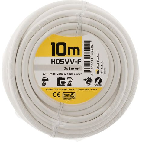 Netzkabel Ho5VV-F 2x 1 Weiß 10m