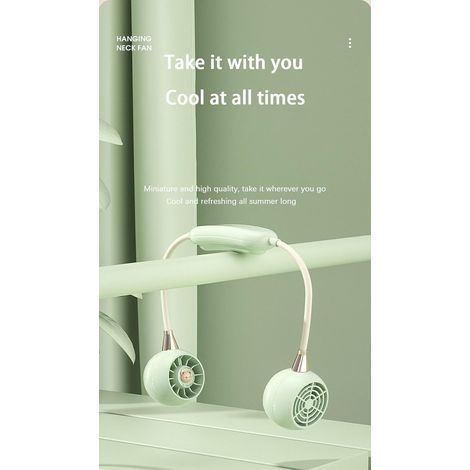 Ventilateur de cou – portable,rechargeable par USB, trois vitesses de ventilation–pour sportives en extérieur–vert (1/4)