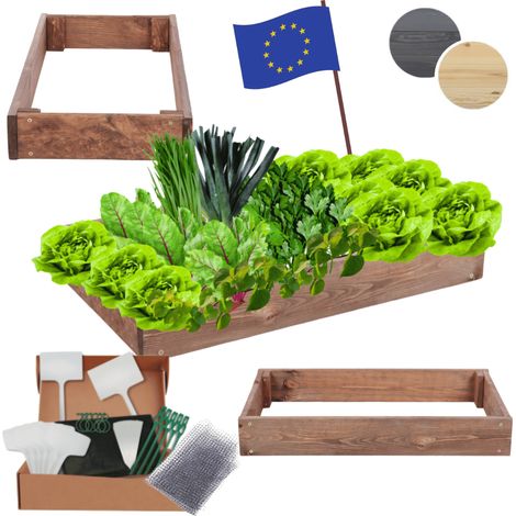 MODO24 ZP09 Carré potager surélevé en escalier modulable, bois de pin, herbes/légumes, jardin/terrasse/balcon, 9x60x30 cm, marron