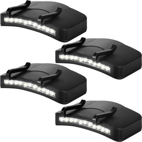 Lot de 4 lampes frontales à pince avec 11 LED, lampe de chapeau, lampe de bord de casquette à piles, étanche, ultra lumineuse, idéale pour la chasse (1/5)
