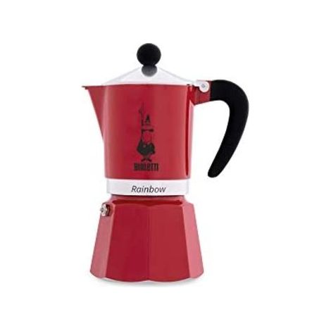 Bialetti Caffettiera Rainbow 3 Tazze, Rossa