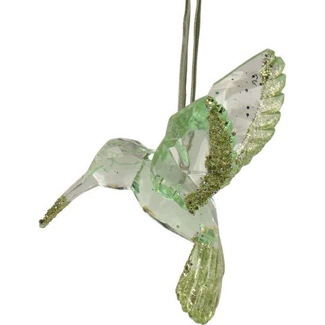 Kolibri hellgrün goldfarben beglittert - Kunststoff