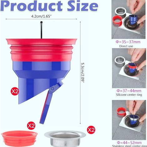 Clapet Anti-Mauvaise Odeur Filtre Douche - Ensemble de 2 Siphons Douche Italienne avec Bondonde Anti-Odeur, Bonde Douche Étanche pour une Douche Sans Relents