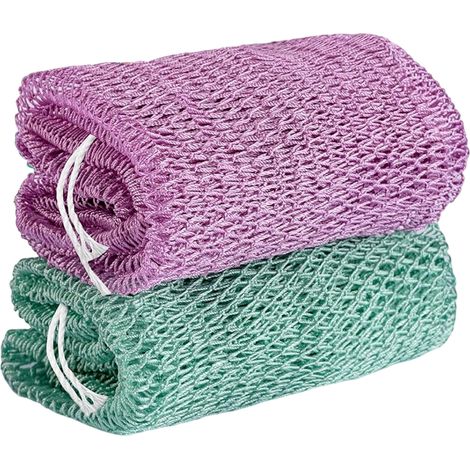 Éponge Exfoliante Africaine - Filet De Bain En Nylon Élastique Pour Nettoyage Corporel - Idéal Pour Douche Et SPA - 2 Pièces (1/5)