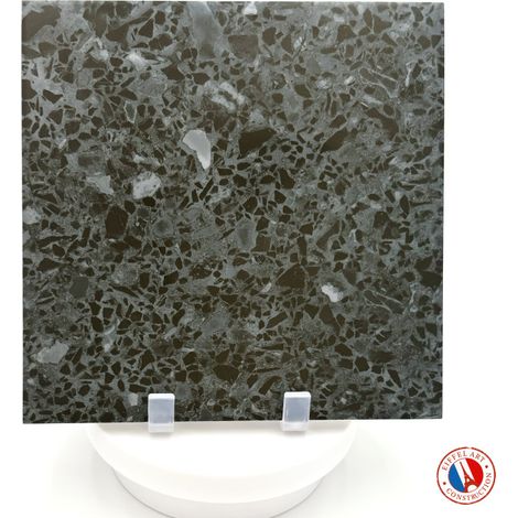 Aelle - Carrelage sol / mur effet terrazzzo noir 20x20 cm STRACCIATELLA BATTUTO GRAFITO - Vendu par boîte de 1 m² (1/3)