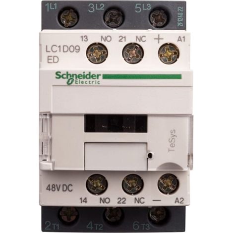 Contattore di potenza TeSys Deca 9A 3P 48V CC 1NO 1NC LC1D09ED