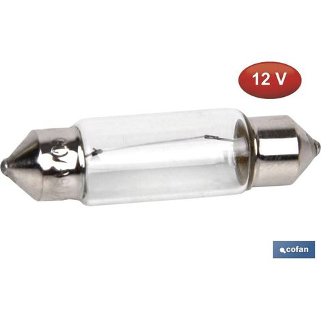Lámpara plafonier C10W 12V Ø11x38mm para coche, moto y tractor, cristal transparente (1/3)