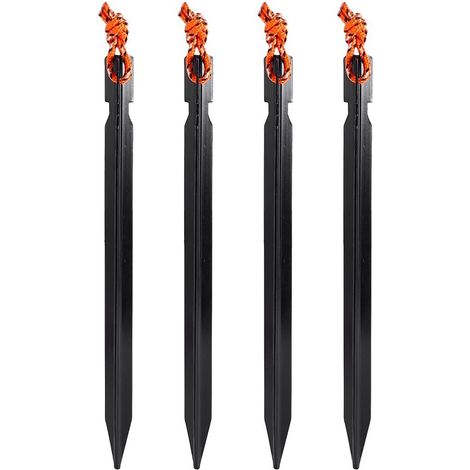 Piquets de Tente, 4 pièces/Paquet 18CM en Alliage d'aluminium piquets de Clou avec Corde Accessoires de Camping 3 Couleurs(Le Noir) (1/5)