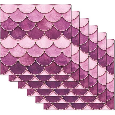 6pcs Pink Fish Scales (15x15CM) - Tile Stickers for Kitchen, Living Room, Bathroom and Home Decor Self-Adhesive PVC (1/5)