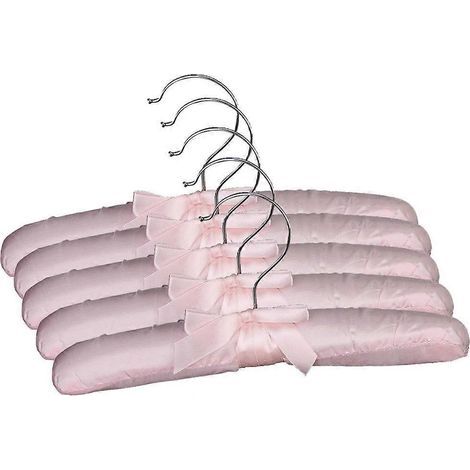 Set mit 5 praktischen, gepolsterten Kleiderbügeln aus Satin und Schwamm (rosa) – 37,00 x 12,00 x 3,00 cm – Rosa (1/3)