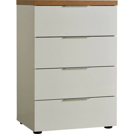 Cómoda Amman, 4 cajones, apertura deslizante Made in Italy, cierre suave, 60x43x89h cm blanco brillante