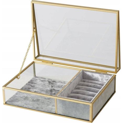 Boltze CLIPO caja de joyas dorada elegante de vidrio