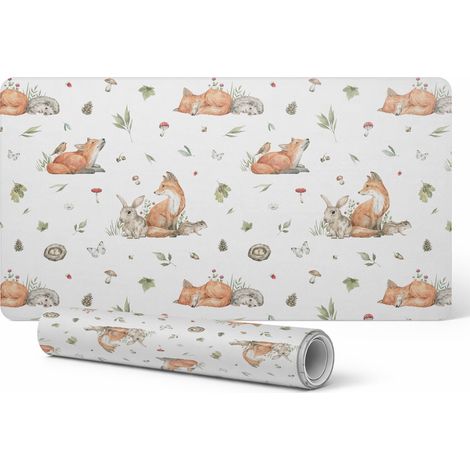 Alfombrilla de escritorio moderna para teletrabajo con estampado de animales del bosque, 100x50 cm.