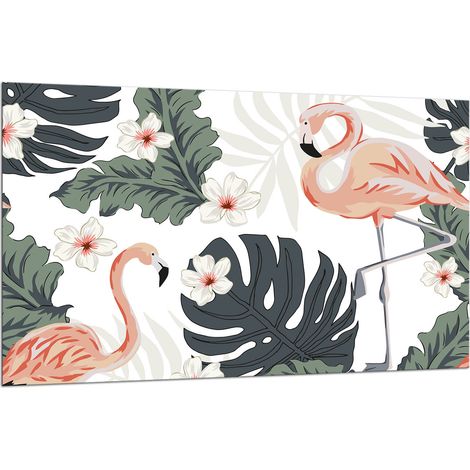 Glas-Schutzplatte für Herd 80x52 Flamingos (1/5)