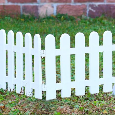 Clôture en plastique blanc 50cm×20cm renforcée tête ronde, barrière de jardin pour décoration intérieure/extérieure, villa, école, petit enclos. (1/3)