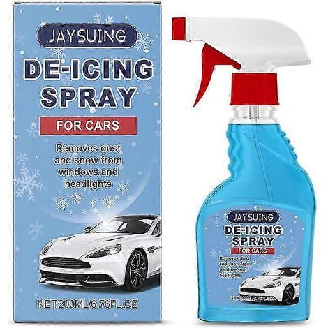 Spray dégivrant pour vitres de voiture 200 ml, fondant rapidement la glace, antidérapant et antigel pour pare-brise, vitres et rétroviseurs. (1/4)