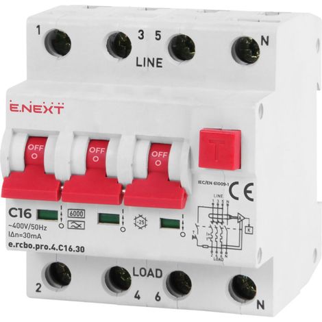 E.next p0720015 Fehlerstromschutzschalter mit PRO 4P C Modul 16A 30mA 6kA Typ A (1/3)