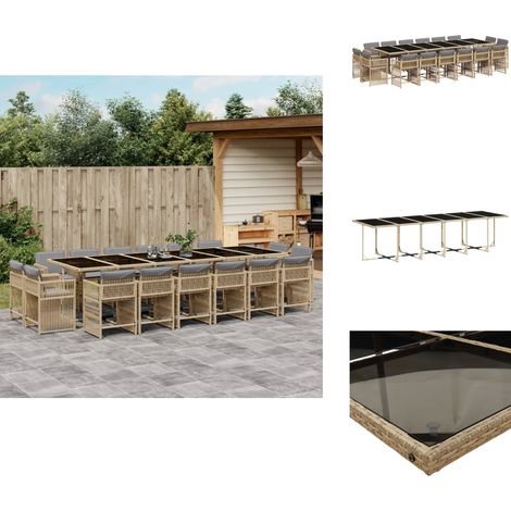 Ensemble à manger de jardin et coussins 17 pcs mélange beige - Ensemble De Salle À Manger De Jardin - Ensembles De Salle À Manger De Jardin - Ensemble De Salle À Manger D'extérieur - Ensemble De Salle (1/5)