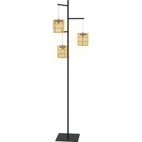Lampadaire Solaire - Rotin - 3 Lumières - Capteur De Luminosité - IP44 - 15 Lm - 178 Cm - Extérieur Jardin (1/5)