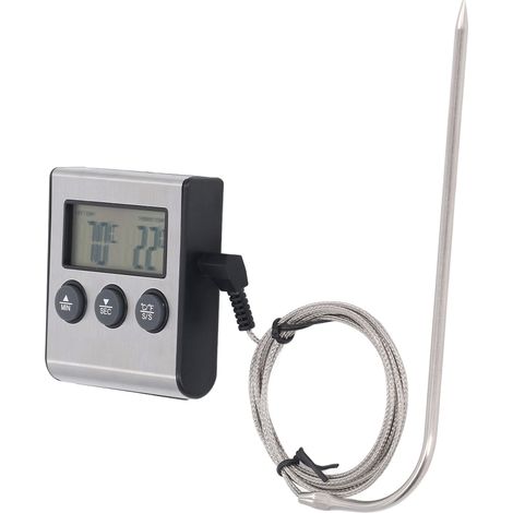 Thermomètre de Cuisson Électronique avec Minuterie et Alarme pour Viande et Four (1/5)