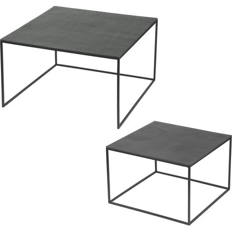Table Passion - Set de 2 tables en nickel carrées de côtés 70 cm et 56 cm