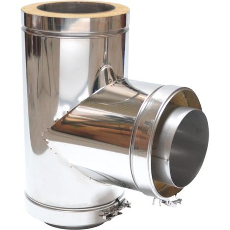 ASTEC Edelstahlschornstein T-Stück 90° Doppelwandig DN113-300 Edelstahl Schornstein 8211-130