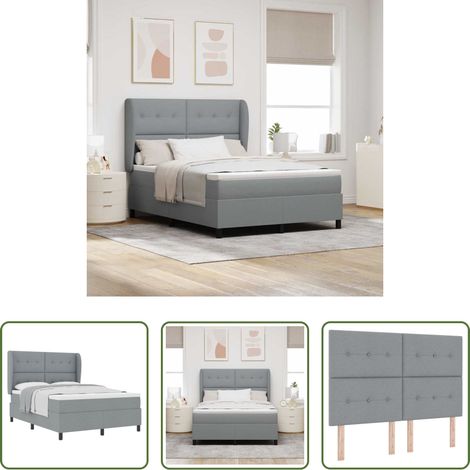 Matelas -  Lit à ressorts avec matelas Gris clair 140 x 200 cm tissu (1/5)