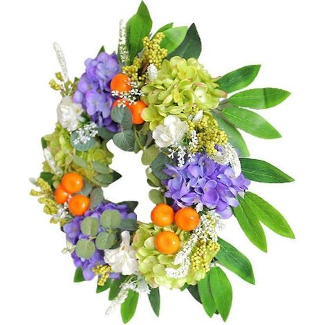Couronne de fleurs artificielles à suspendre pour porte d'entrée, mur, mariage, fête (1/4)