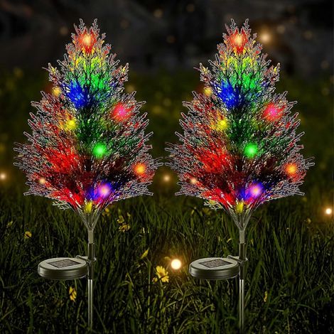 Guirlande lumineuse solaire d'extérieur pour sapin de Noël, modèle 2023 amélioré, étanche IP67, allumage/extinction automatique, piquets lumineux en pin pour terrasse. (1/5)