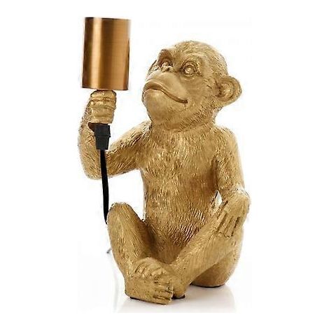 Singe Hestia avec ampoule lumineuse 25 cm (Taille unique, couleur or) (1/3)