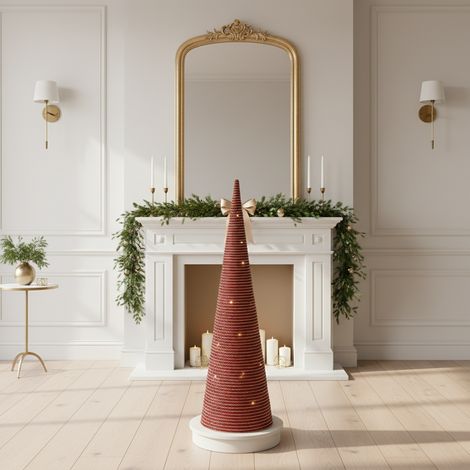 Albero decorativo cono in metallo con luci Led per decorazione natalizia -60 cm / Rosso (1/5)
