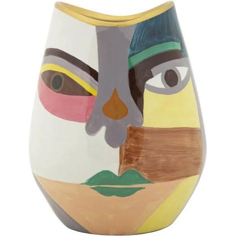 Mauro Ferretti Vase décoratif Cubiste coloré 19 x 24,5 cm