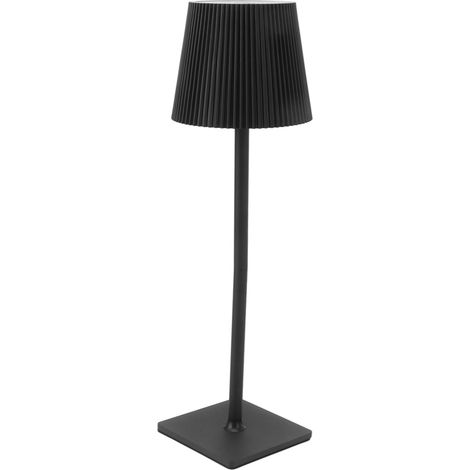 Lampe de table sans fil, abat-jour plissé, lampe LED rechargeable, décoration intérieure pour la lecture, noire (1/5)