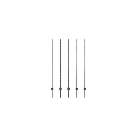 Poteaux de clôture. Cinq poteaux en acier gris de 150 cm. (1/5)