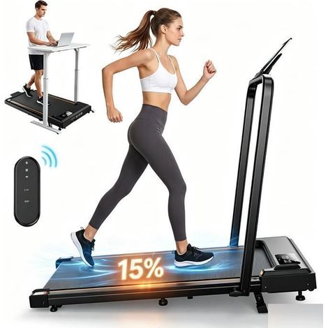 Faltbares Laufband 2in1, 15% Neigung, Geschwindigkeit 1-10 KM/H, 2,5 PS Motor, mit LED-Anzeige und kabelloser magnetischer Fernbedienung. (1/5)