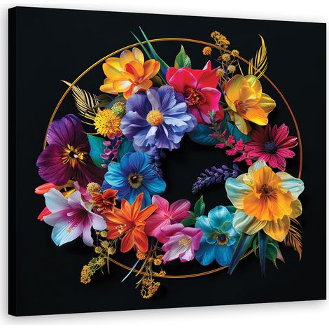 Tableau déco Bouquet de fleurs colorées 30x30 (1/5)