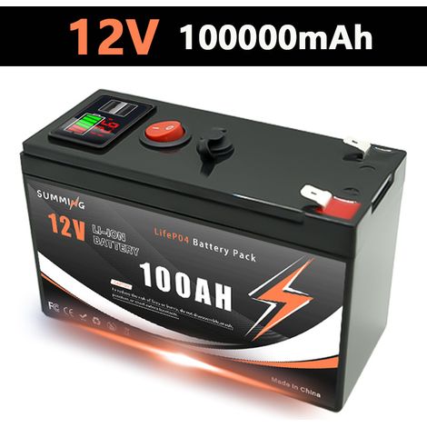 12V 150Ah Lithium-ion 18650 Battery Pack, USB Rechargeable and Cyclic - 100AH - 12.6V